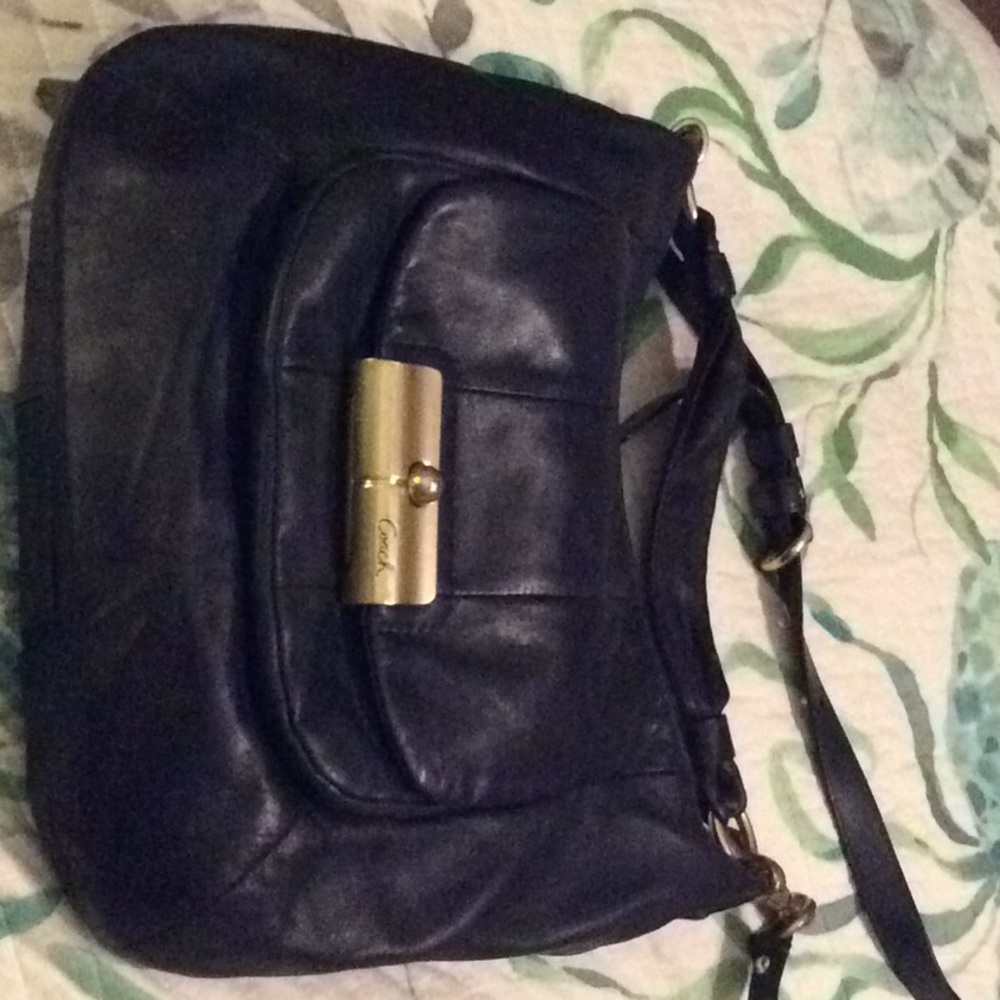 Coach navy blue leather purse